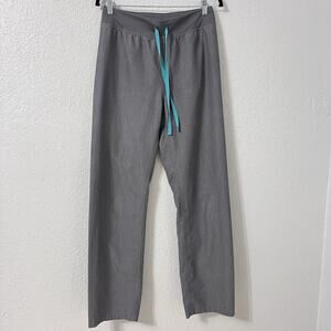Figs Gray Track Pants with Teal Drawstring